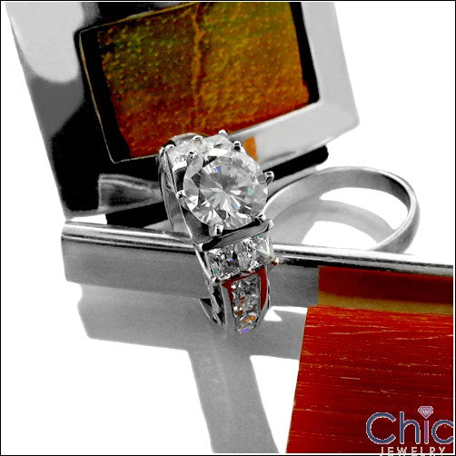 Engagement 1.5 Brilliant Center Channel Princess Cubic Zirconia Cz Ring