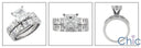 Matching Set 1.5 Princess Center Channel Wedding Cubic Zirconia Cz Ring