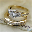Matching Set 1.25 Round Center Channel Princess Wedding Cubic Zirconia Cz Ring