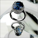 Estate 8.5 Sapphire Oval Pave Halo Cubic Zirconia Cz Ring
