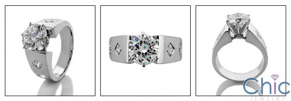Engagement 2 Ct Round Center 6 Prong Cubic Zirconia Cz Ring