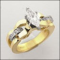 High Quality Cubic Zirconia Marquise 1 Carat Two Tone 14K Gold Engagement Ring