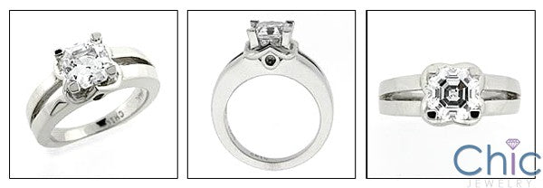 Solitaire 1.5 Ct Asscher Cubic Zirconia Cz Ring