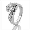 Engagement Round 2 Ct. Channel Princess Euro Shank Platinum Cubic Zirconia Ring