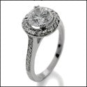 Engagement 1.25 Round Center Halo Cubic Zirconia White Gold 14k Ring