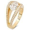 Oval High Quality Cubic Zirconia Yellow Gold Pave Ring
