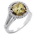 Canary 2 Ct Round Cubic Zirconia Center Yellow Gold Prongs Halo Cz Anniversary 14K Ring