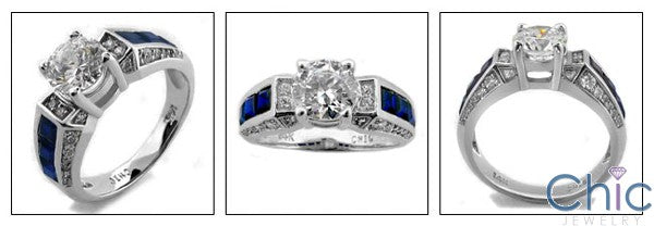 Engagement Round 1 Ct Center Sapphire Princess Channel Cubic Zirconia Cz Ring