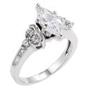 Engagement 1.5 Marquise Cubic  Zirconia Center Channel Set Sides 14k White Gold Cz Ring