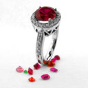 Anniversary Ruby 2 Ct Halo Cubic Zirconia Cz Ring