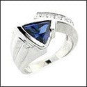 Anniversary 3 Ct Sapphire Triangle bezel Cubic Zirconia Cz Ring