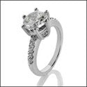 Engagement 2 Ct Round Center Pave Cubic Zirconia Cz Ring