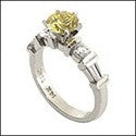 Engagement Canary Round Center Channel Cubic Zirconia Cz Ring