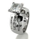 Engagement 2 Ct Princess Channel Set 2 TCW Cubic Zirconia Cz Ring