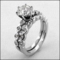 Matching Set Round 1 Ct Center Burnished Cubic Zirconia Cz Ring