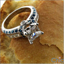 Engagement 1 Carat Cubic Zirconia Princess Center Channel Sides Sapphire Pave 14K White Gold Ring
