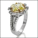 Estate Canary Princess 2 Ct Rose Gold Halo Cubic Zirconia Two Tone Ring
