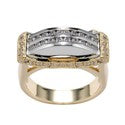 Right Hand CZ Ring Channel and Pave Set Two Tone 14K Gold Cubic Zirconia