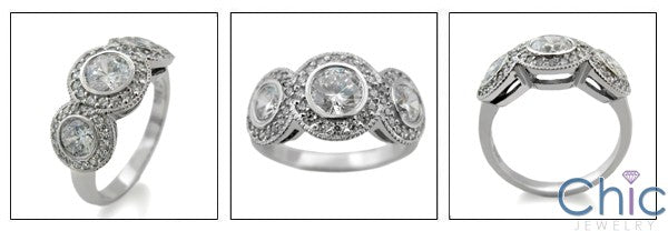 Anniversary Round Bezel Halo Cubic Zirconia Cz Ring