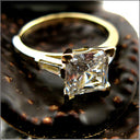 Cubic Zirocnia 1.5 Princess and Tapered Baguettes Channel Cz  Engagement 14k White Gold Ring