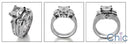 Matching Set 2 Ct Prinncess Channel Ct Fitted Cubic Zirconia Cz Ring