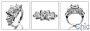 Princess Trillion Cubic Zirconia Anniversary Cz 14k White Gold Ring