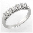 CZ Anniversary Wedding Band 14K White Gold .40 Carat Total Round Stone Channel