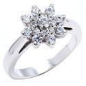 1.25 TCW Round Stone Flower Cubic Zirconia 14k White Gold Ring