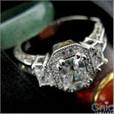 Radiant .75 Center CZ Stone Pave Channel Set 14K White Gold Cubic Zirconia Engagement Ring