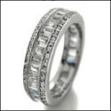 Eternity 5 TCW Baguette Ct Round Channel Pave Cubic Zirconia Cz Ring