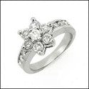 Fine Jewelry Flower Round Stone Share Prong Cubic Zirconia Cz Ring