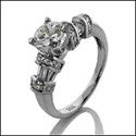 Engagement Round 1 Ct Center baguettes Ct small round Cubic Zirconia Cz Ring