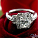 1 Carat Oval in Halo Cubic Zirconia Halo Pave 14K White Gold Ring