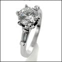 Engagement Round 1 Ct Crown Prongs Baguettes in Channel Cubic Zirconia Cz Ring