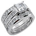 Matching Set 1 Ct Princess Center Channel Wedding Cubic Zirconia Cz Ring