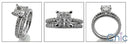 Cubic Zirconia Matching Engagement Ring Set 1 Ct Princess CZ Center with Prong Wedding Band 14K White Gold
