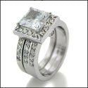 Matching Set 2 Ct . Princess Center Pave Cubic Zirconia Cz Ring