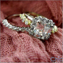 Matching Set 1.5 Asscher Two Tone Bridal Ring Cubic Zirconia Cz Ring
