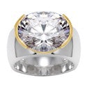 Solitaire 6.5 Ct Oval Half Bezel Cubic Zirconia Cz Ring
