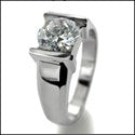 Solitaire 1.5 Round Channel Set in Wide Cubic Zirconia Cz Ring