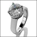 1.25 Round Cubic Zirconia Center 4 Prongs Euro Shank Engagement Ring 14k White Gold