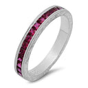 Wedding HCt Engraved Ruby in Channel Cubic Zirconia CZ Band