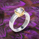 Solitaire 1 Ct Two tone 1 Ct Round Half Bezel Engagement Cubic Zirconia Cz Ring