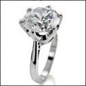 4 Carat Round Stone Cubic Zirconia Crown Prongs Solitaire 14K Gold Ring