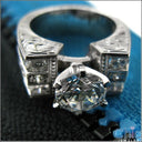 Cubic Zirconia Engagement 1.5 Round Center Ring Channel Sides Hand  Engraved Shank 14K Gold