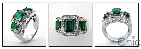 Estate 2.5 Emerald color Emerald Cubic Zirconia Cz Ring