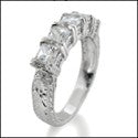 Wedding HCt Engraved 1.5 Ct Princess small Round Cubic Zirconia CZ Band 