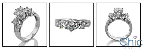 Engagement 1 Ct Round Center 1.78 TCW in Prong Channel Pave Cubic Zirconia Cz Ring
