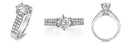 Engagement 1 Ct Round in 6 Prongs Ct 2 Rows of Pave Cubic Zirconia Cz Ring