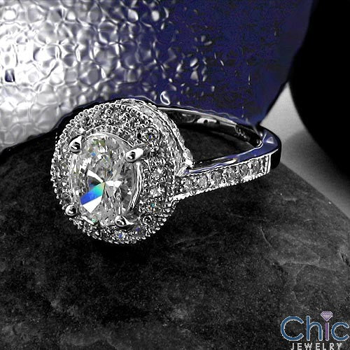 Estate 1.25 Oval Halo Ct Pave Cubic Zirconia Cz Ring